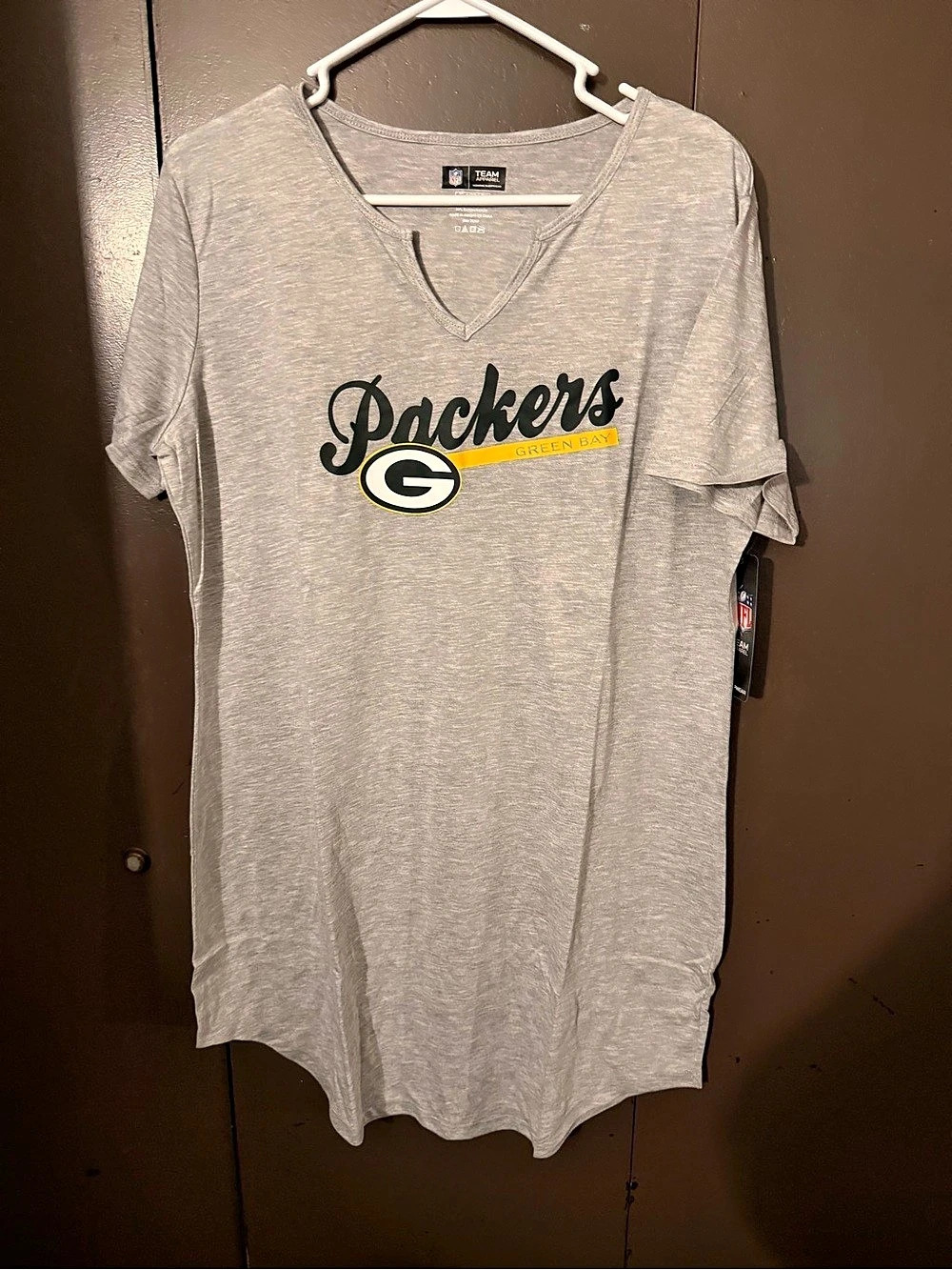 NFL Team Apparel Green Bay Packers V-Neck sleep shirt  Gray XL NWT